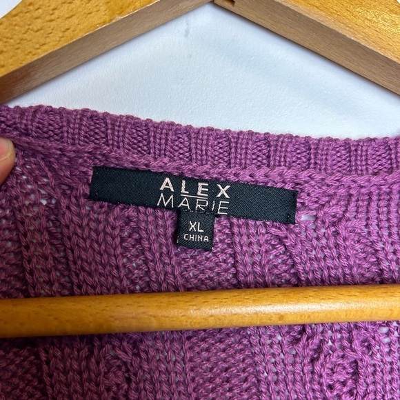 Y2K ALEX MARIE Cable Knit Babydoll Purple Wool Size Xl V-Neck Old money VTG - Picture 5 of 9